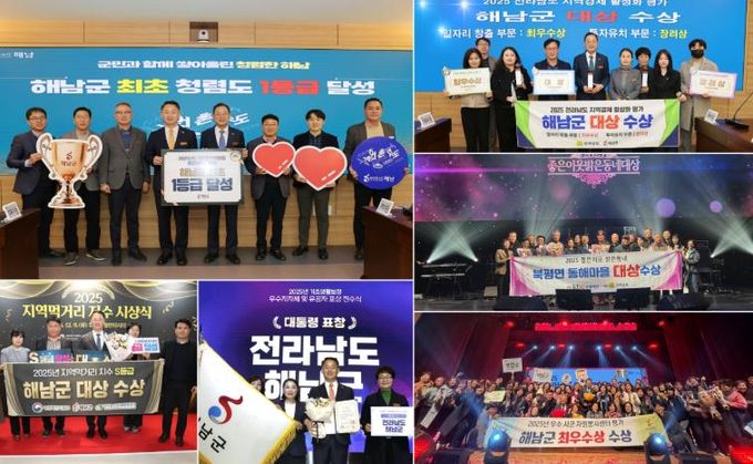 “일 잘하는 해남군 성과도 빛났다” 기관평가 110건 수상 ‘역대 최다’