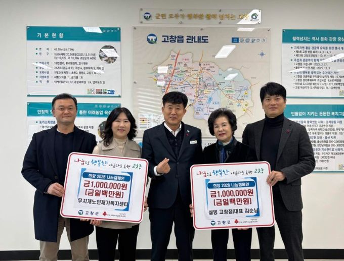 무지개노인재가복지센터·설빙, 고창읍에 이웃돕기 성금 각100만원 기탁