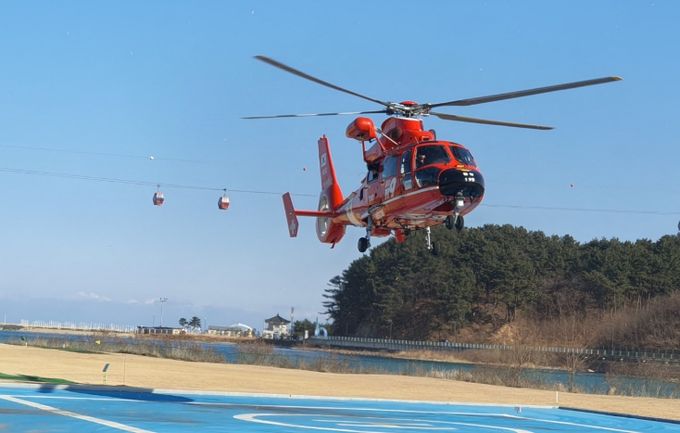 조기진통 임산부 소방헬기로 긴급 이송‘